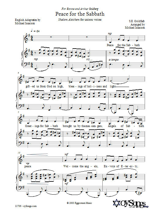 Michael Isaacson Peace for the Sabbath Sheet Music Notes & Chords for SATB - Download or Print PDF