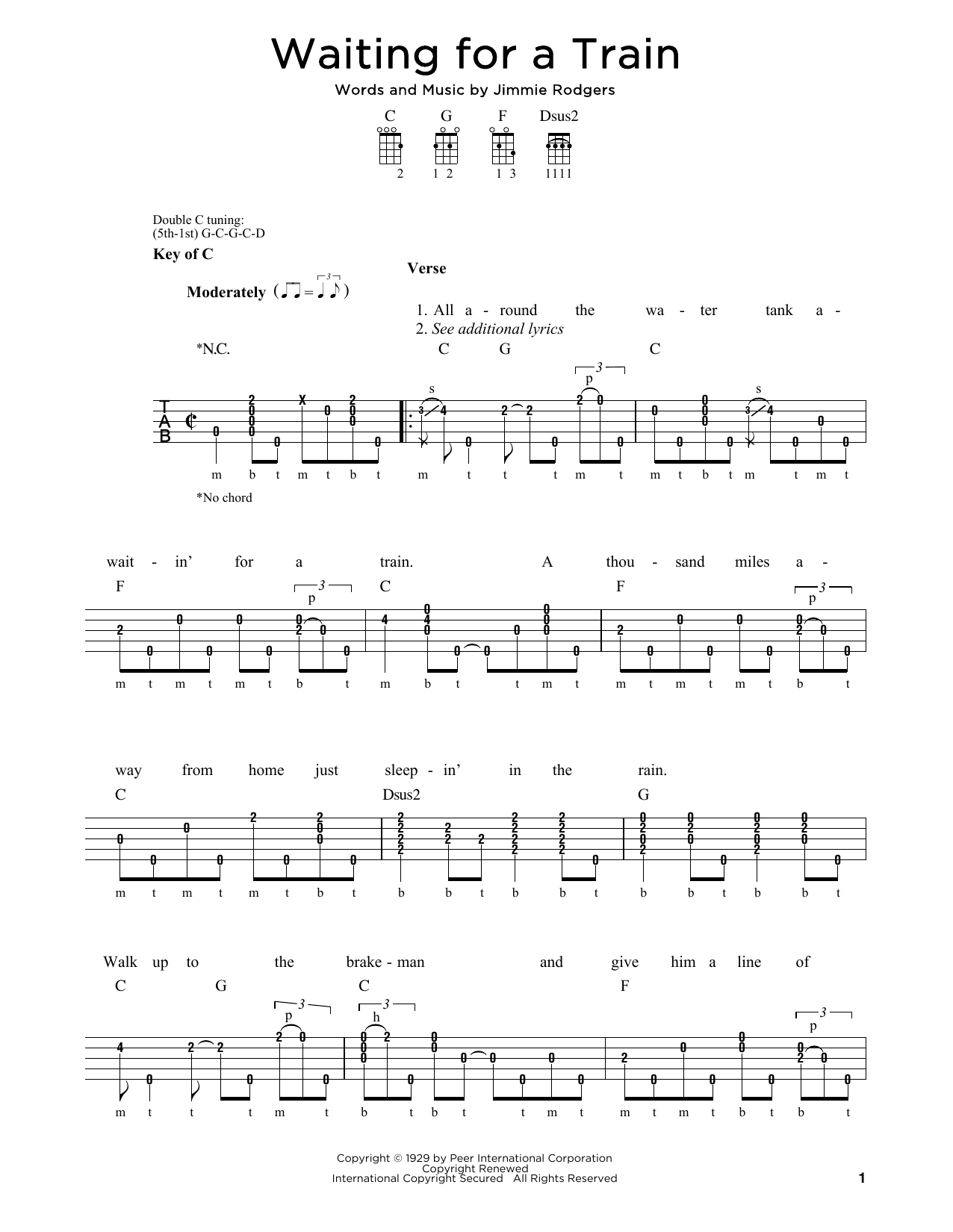 Michael J. Miles Waiting For A Train Sheet Music Notes & Chords for Banjo Tab - Download or Print PDF