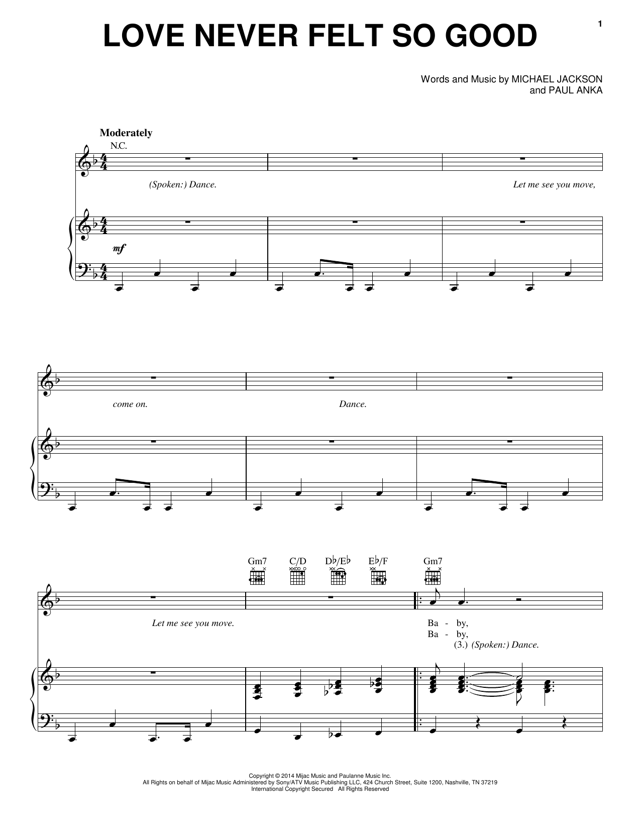 Michael Jackson & Justin Timberlake Love Never Felt So Good Sheet Music Notes & Chords for Piano, Vocal & Guitar (Right-Hand Melody) - Download or Print PDF
