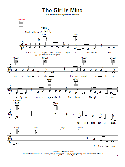 Michael Jackson & Paul McCartney The Girl Is Mine Sheet Music Notes & Chords for Ukulele - Download or Print PDF