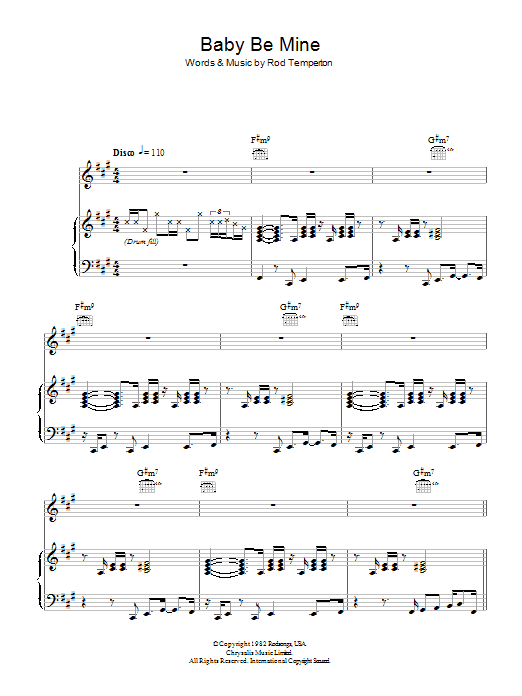 Michael Jackson Baby Be Mine Sheet Music Notes & Chords for Piano, Vocal & Guitar - Download or Print PDF
