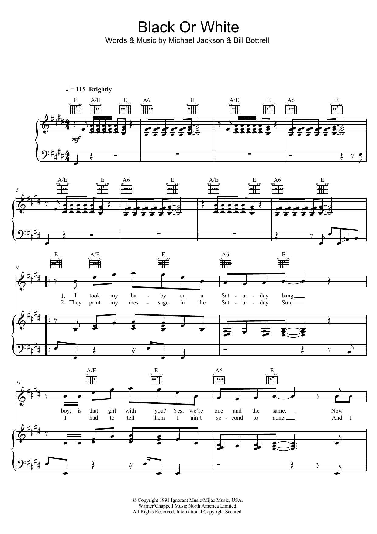 Michael Jackson Black Or White Sheet Music Notes & Chords for Guitar Tab - Download or Print PDF