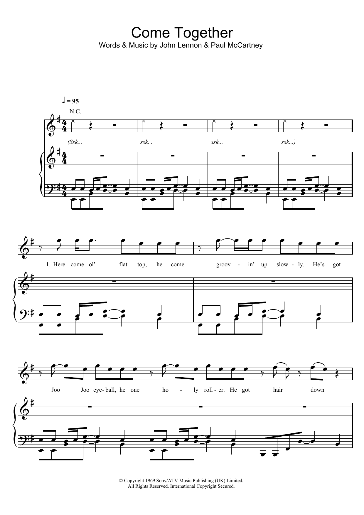 Michael Jackson Come Together Sheet Music Notes & Chords for Beginner Piano - Download or Print PDF