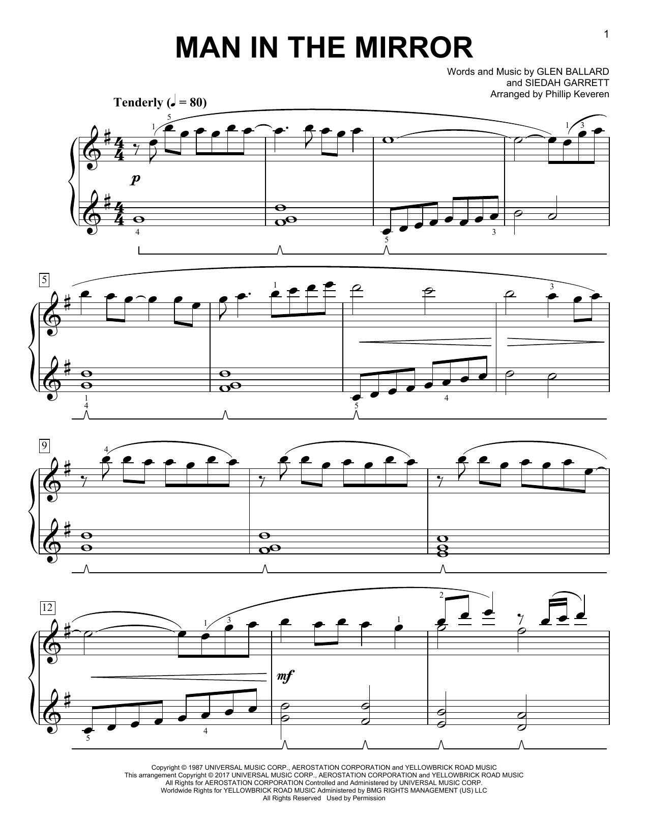 Michael Jackson Man In The Mirror [Classical version] (arr. Phillip Keveren) Sheet Music Notes & Chords for Easy Piano - Download or Print PDF