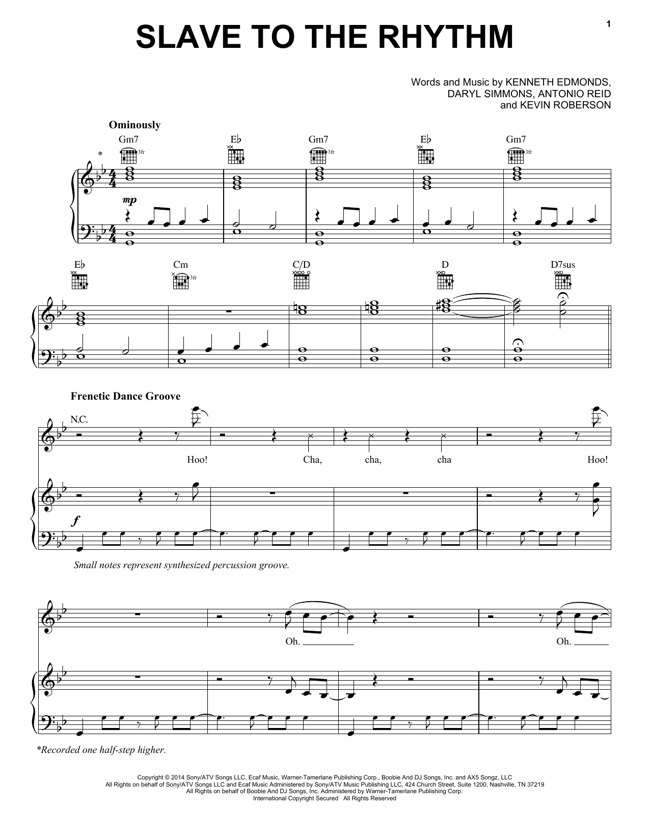 Michael Jackson Slave To The Rhythm Sheet Music Notes & Chords for Piano, Vocal & Guitar (Right-Hand Melody) - Download or Print PDF
