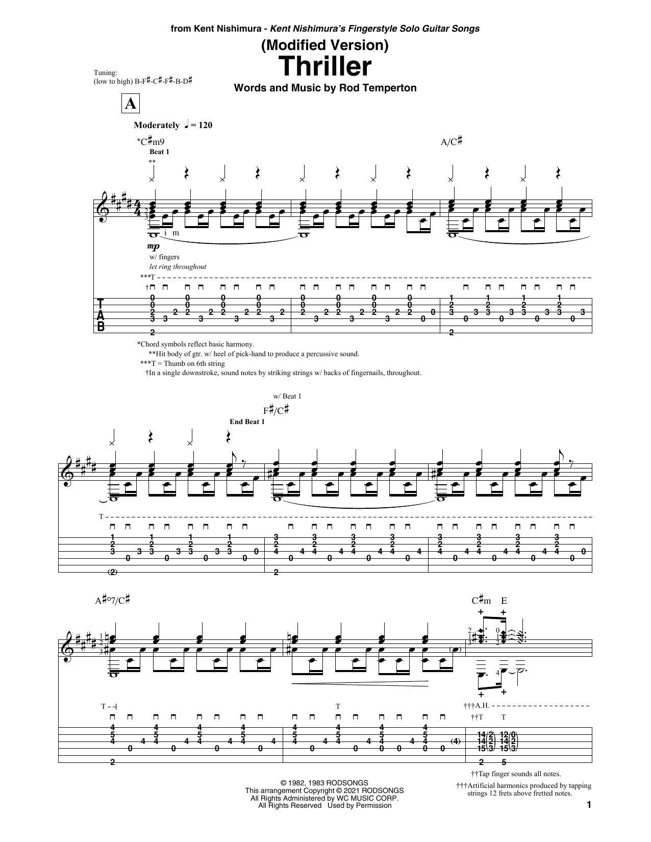Michael Jackson Thriller Sheet Music Notes & Chords for Solo Guitar - Download or Print PDF