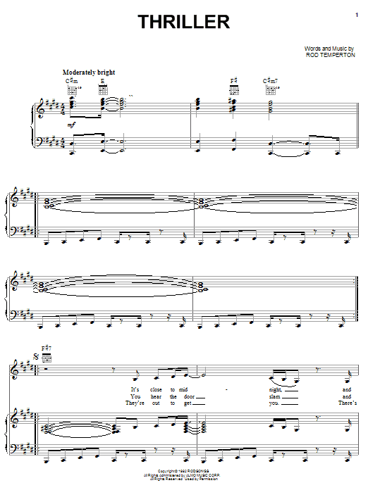 Michael Jackson Thriller Sheet Music Notes & Chords for Easy Guitar Tab - Download or Print PDF