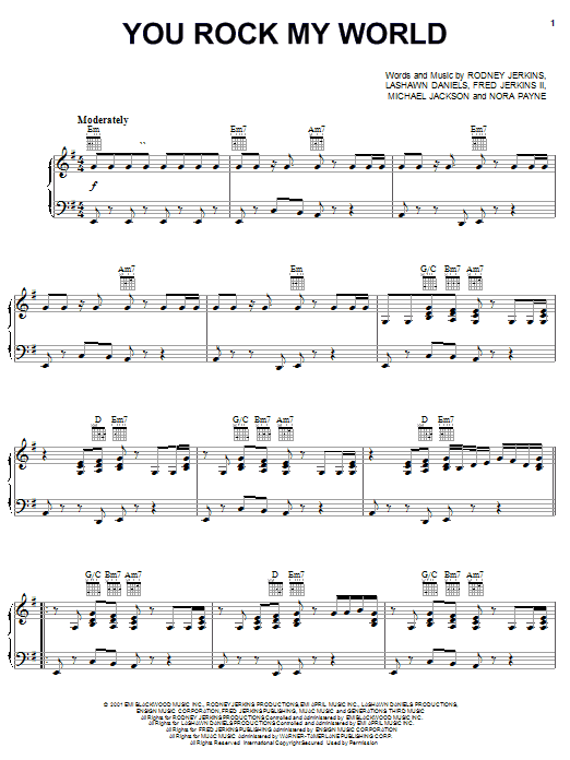 Michael Jackson You Rock My World sheet music notes and chords. Download Printable PDF.