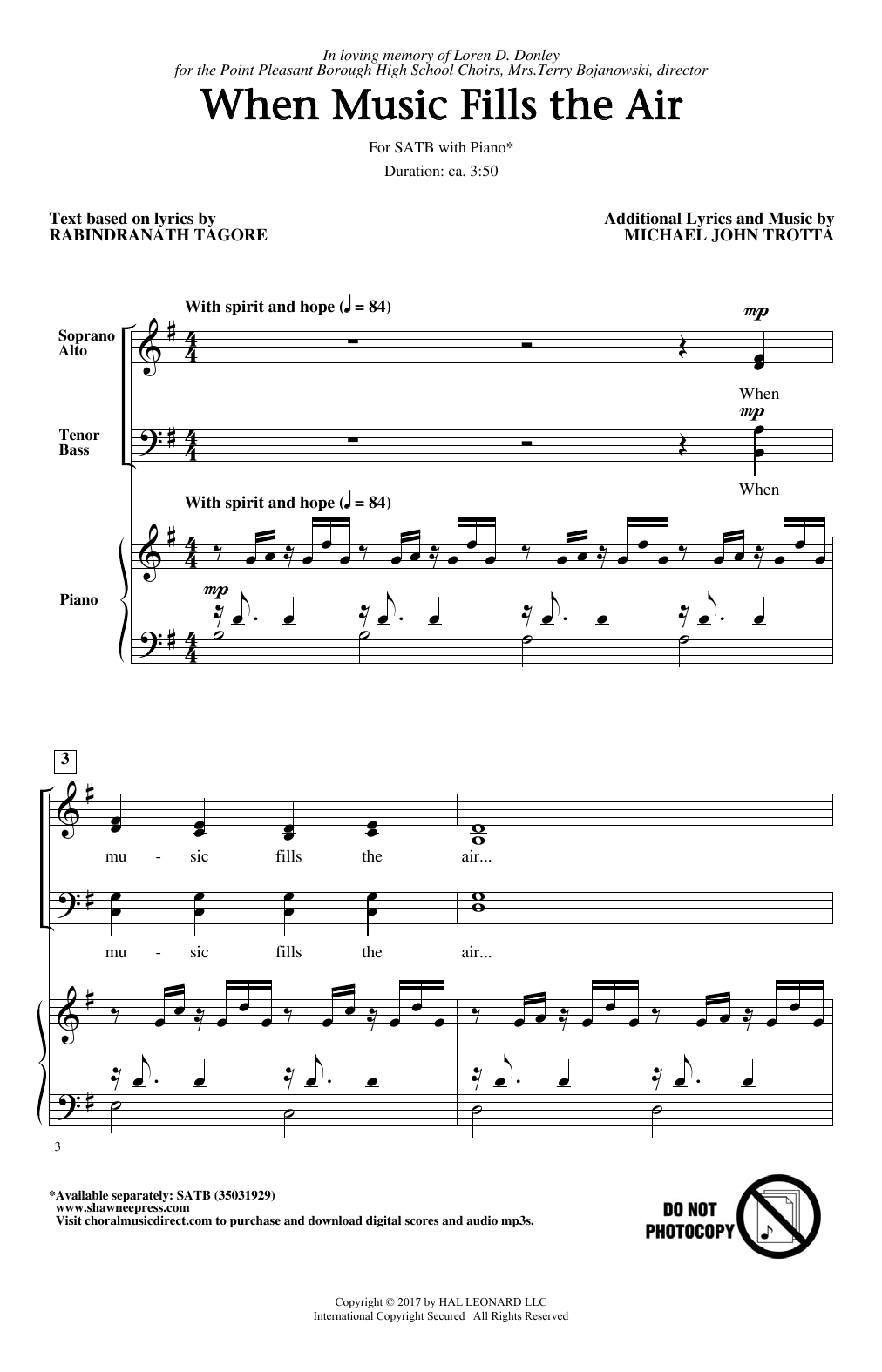 Michael John Trotta When Music Fills The Air Sheet Music Notes & Chords for SATB - Download or Print PDF