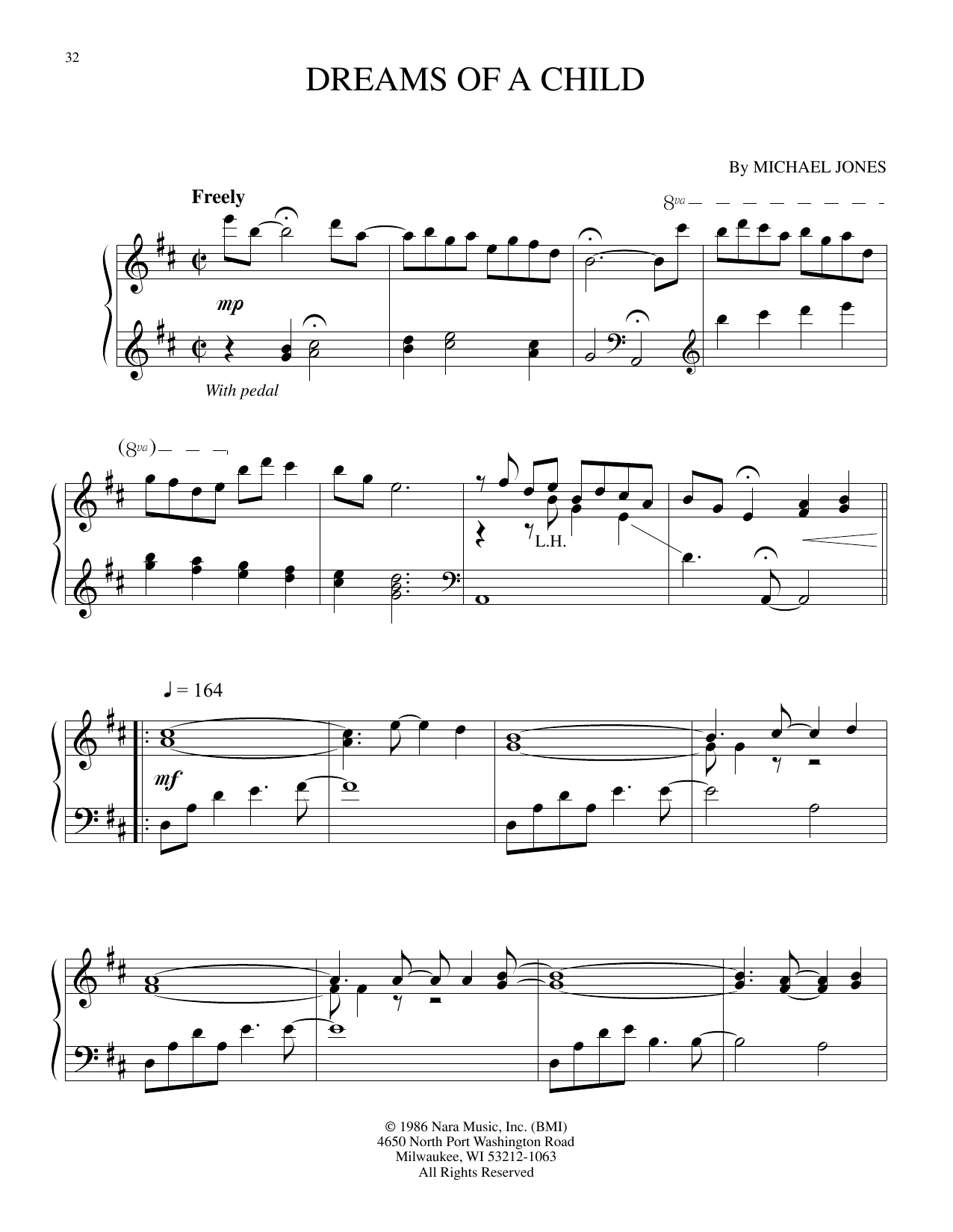 Michael Jones Dreams Of A Child Sheet Music Notes & Chords for Piano Solo - Download or Print PDF