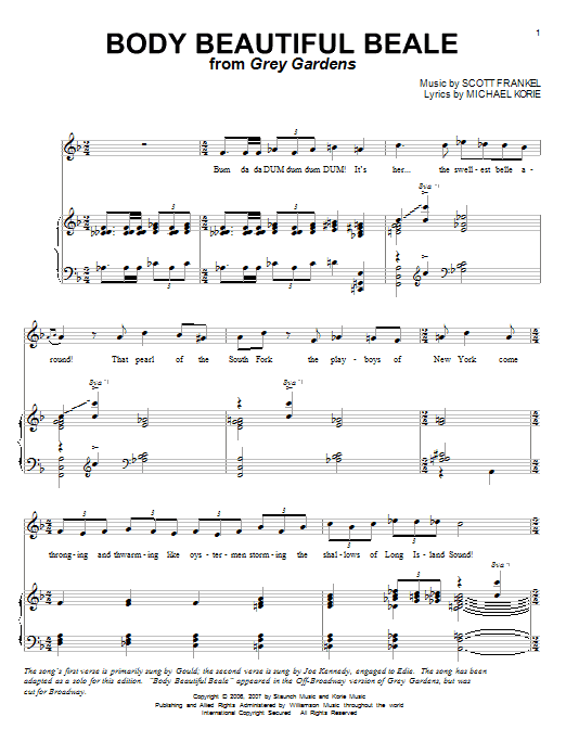 Michael Korie Body Beautiful Beale Sheet Music Notes & Chords for Piano, Vocal & Guitar (Right-Hand Melody) - Download or Print PDF