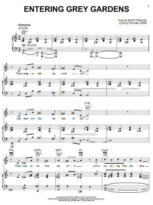 Michael Korie Entering Grey Gardens Sheet Music Notes & Chords for Piano, Vocal & Guitar (Right-Hand Melody) - Download or Print PDF