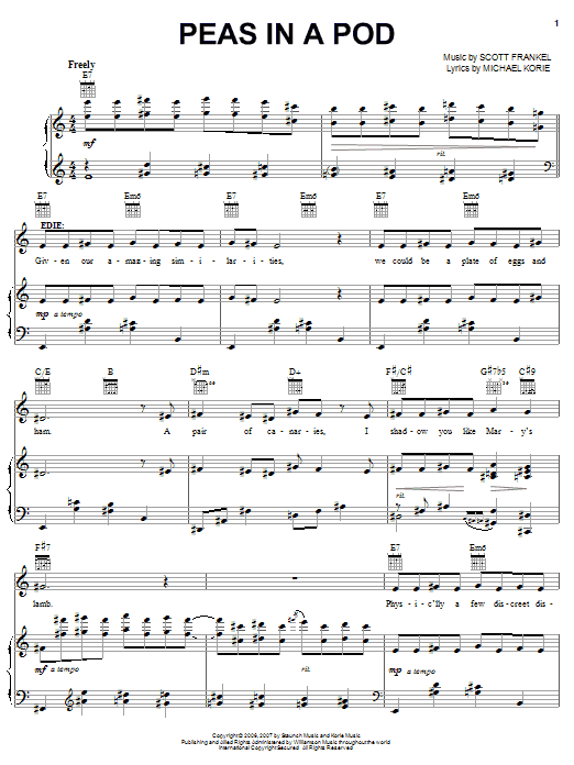 Michael Korie Peas In A Pod Sheet Music Notes & Chords for Melody Line, Lyrics & Chords - Download or Print PDF