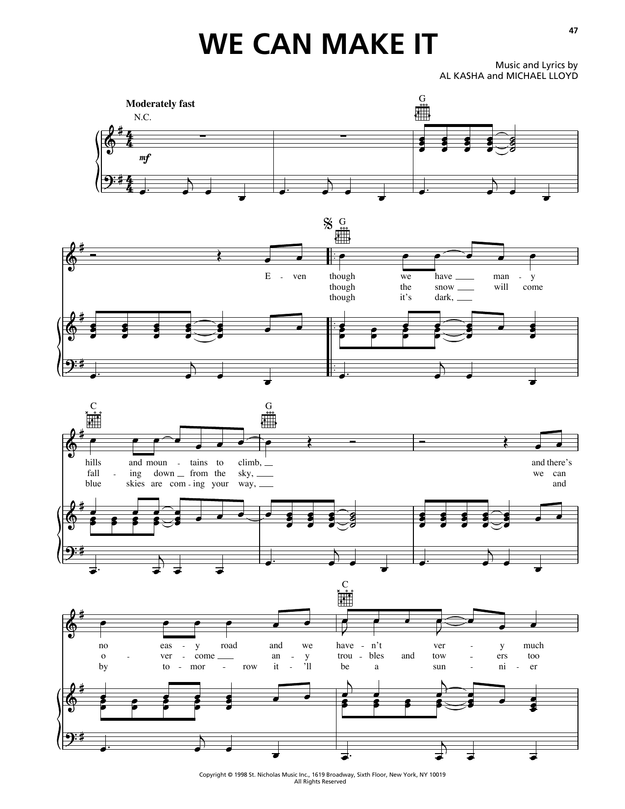 Michael Lloyd We Can Make It (from Rudolph The Red Nosed Reindeer) Sheet Music Notes & Chords for Piano, Vocal & Guitar Chords (Right-Hand Melody) - Download or Print PDF