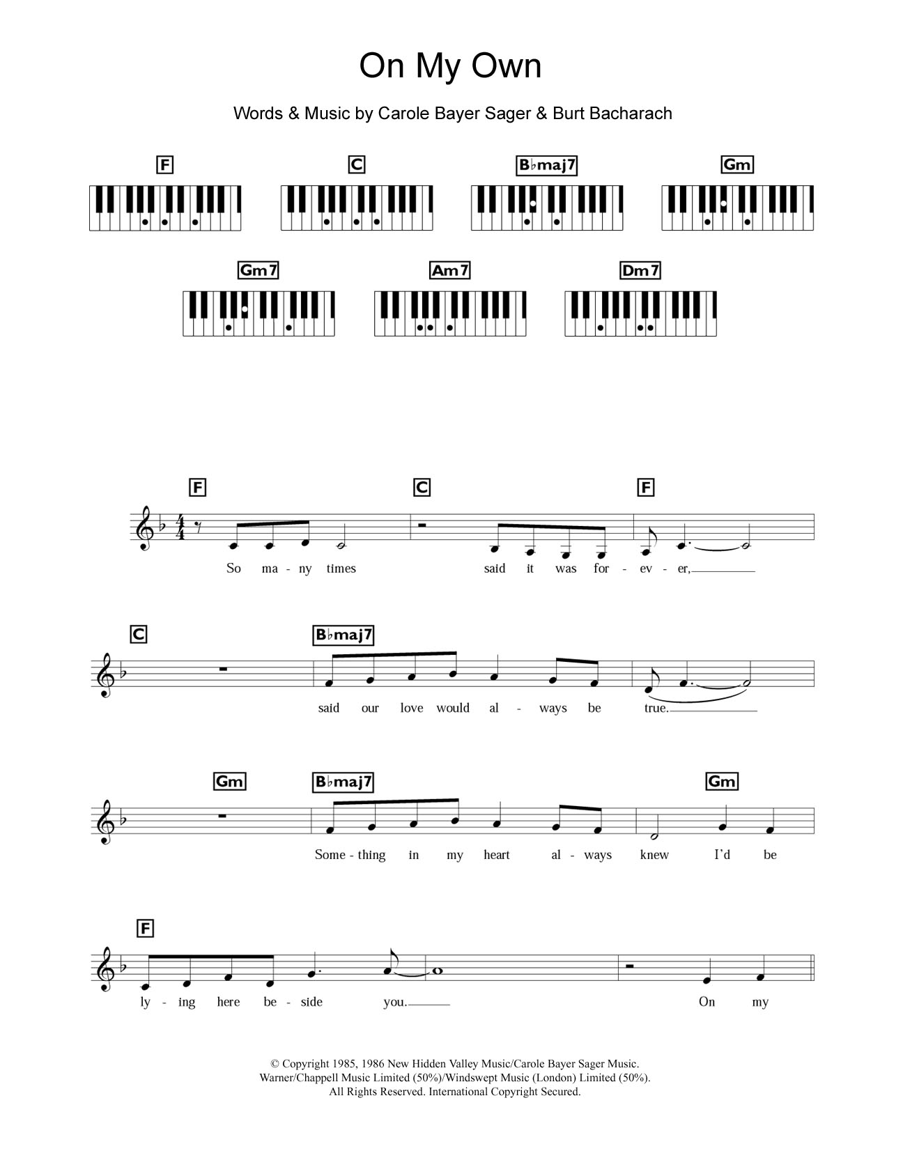 Michael MacDonald On My Own Sheet Music Notes & Chords for Piano Chords/Lyrics - Download or Print PDF