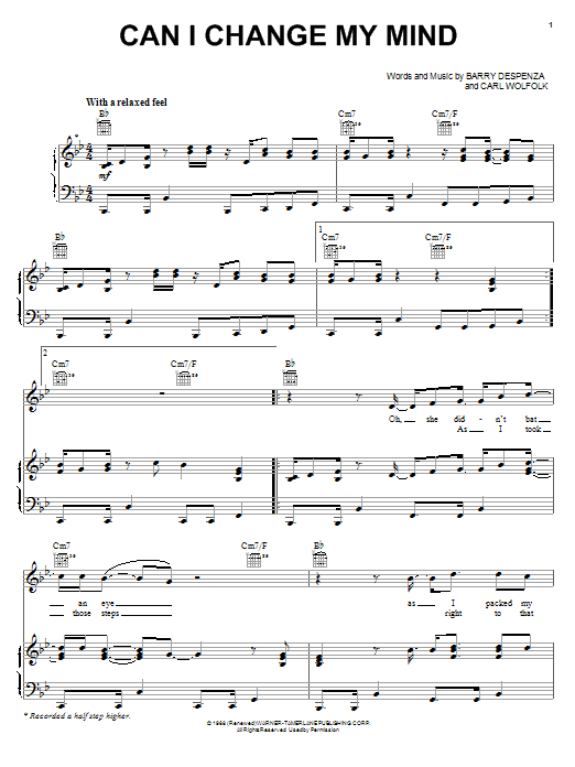Michael McDonald Can I Change My Mind Sheet Music Notes & Chords for Piano, Vocal & Guitar (Right-Hand Melody) - Download or Print PDF