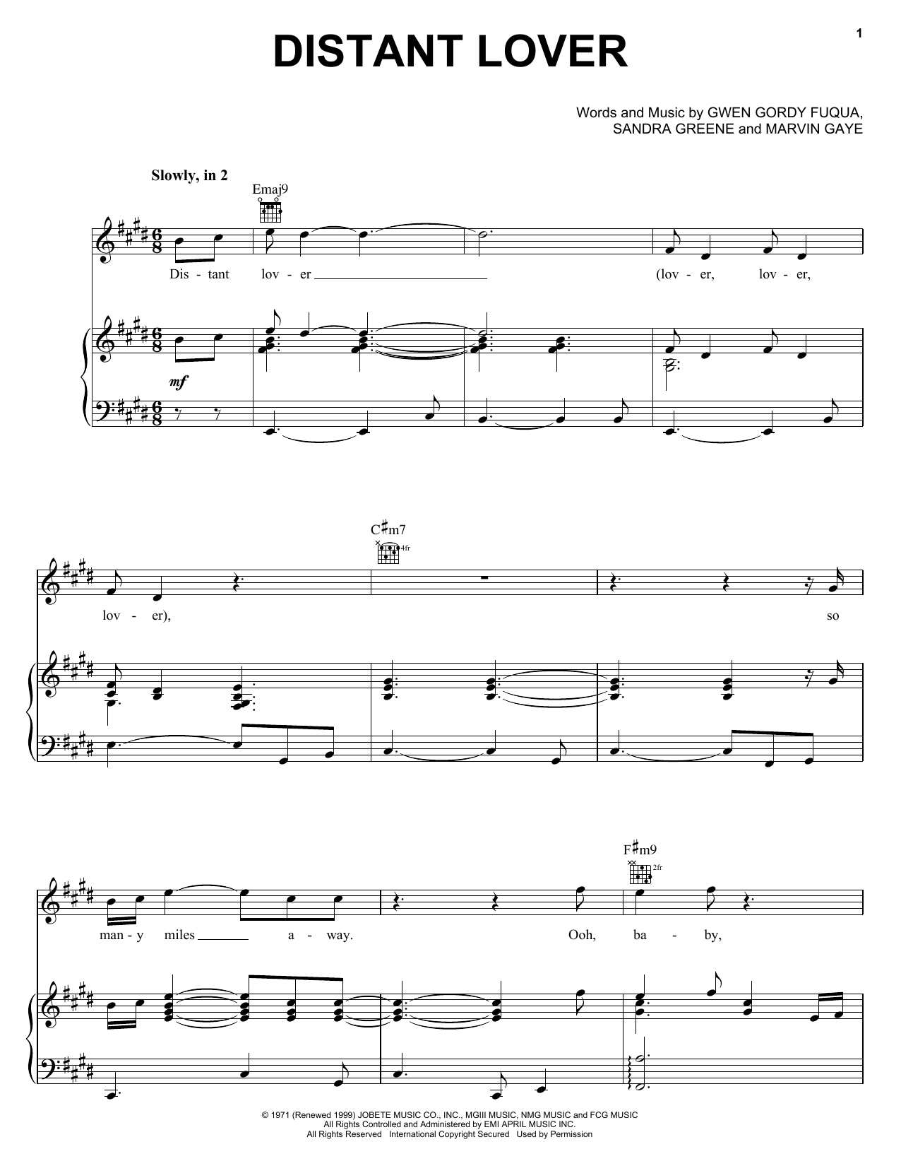 Michael McDonald Distant Lover Sheet Music Notes & Chords for Piano, Vocal & Guitar (Right-Hand Melody) - Download or Print PDF