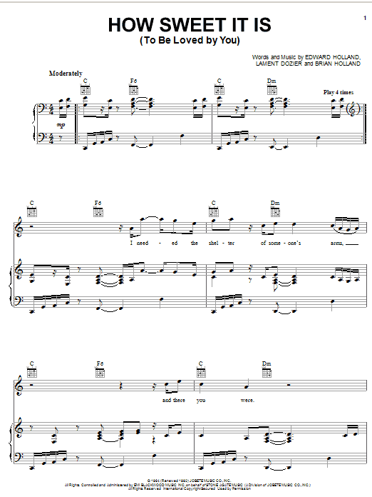 Michael McDonald How Sweet It Is (To Be Loved By You) Sheet Music Notes & Chords for Piano, Vocal & Guitar (Right-Hand Melody) - Download or Print PDF