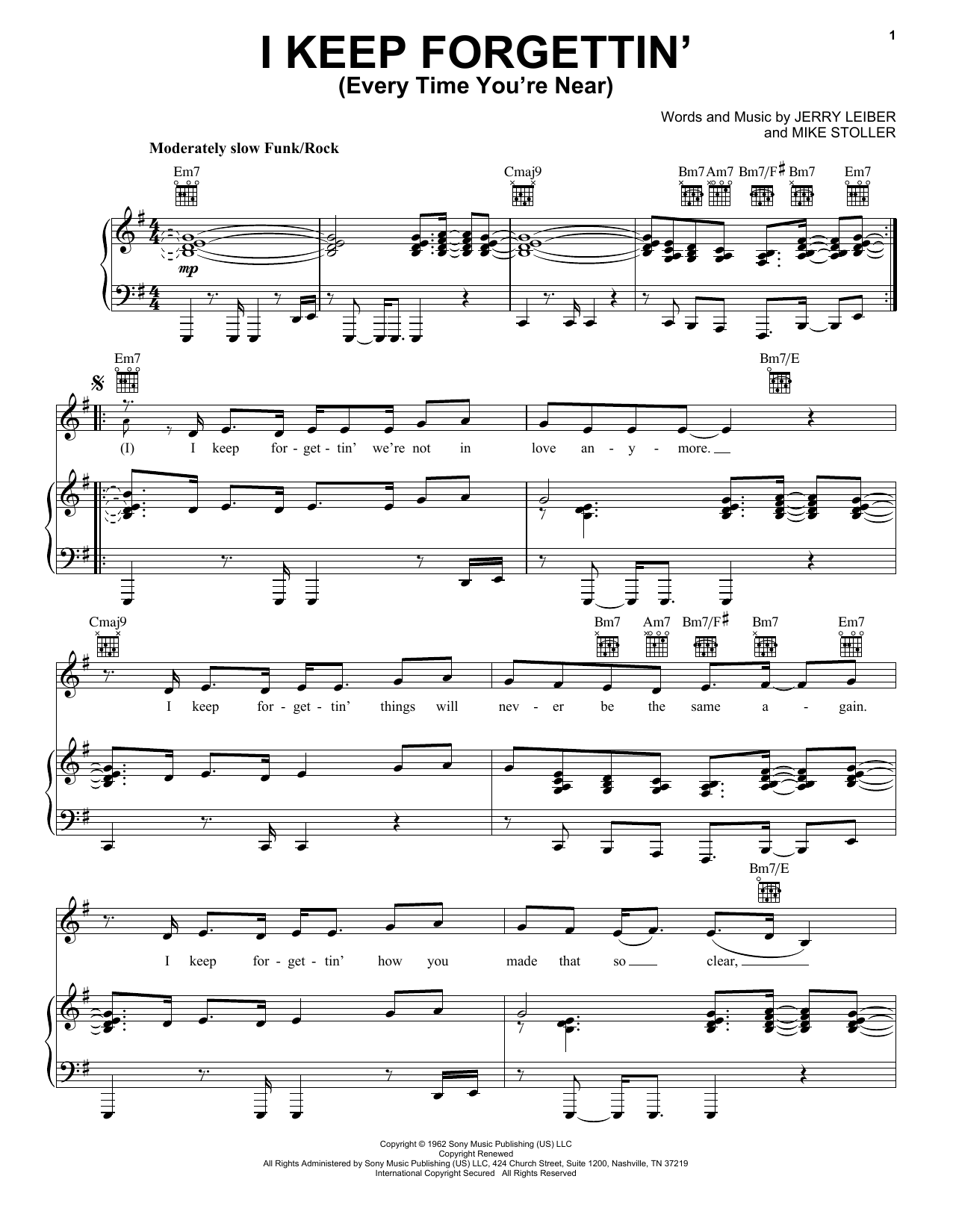 Michael McDonald I Keep Forgettin' (Every Time You're Near) Sheet Music Notes & Chords for Piano, Vocal & Guitar (Right-Hand Melody) - Download or Print PDF