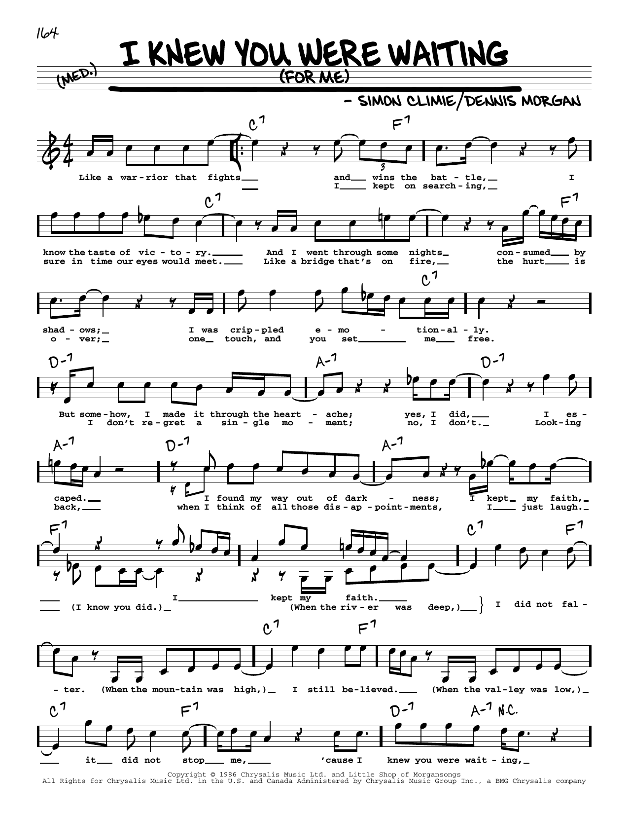 Michael McDonald I Knew You Were Waiting (For Me) (High Voice) Sheet Music Notes & Chords for Real Book – Melody, Lyrics & Chords - Download or Print PDF