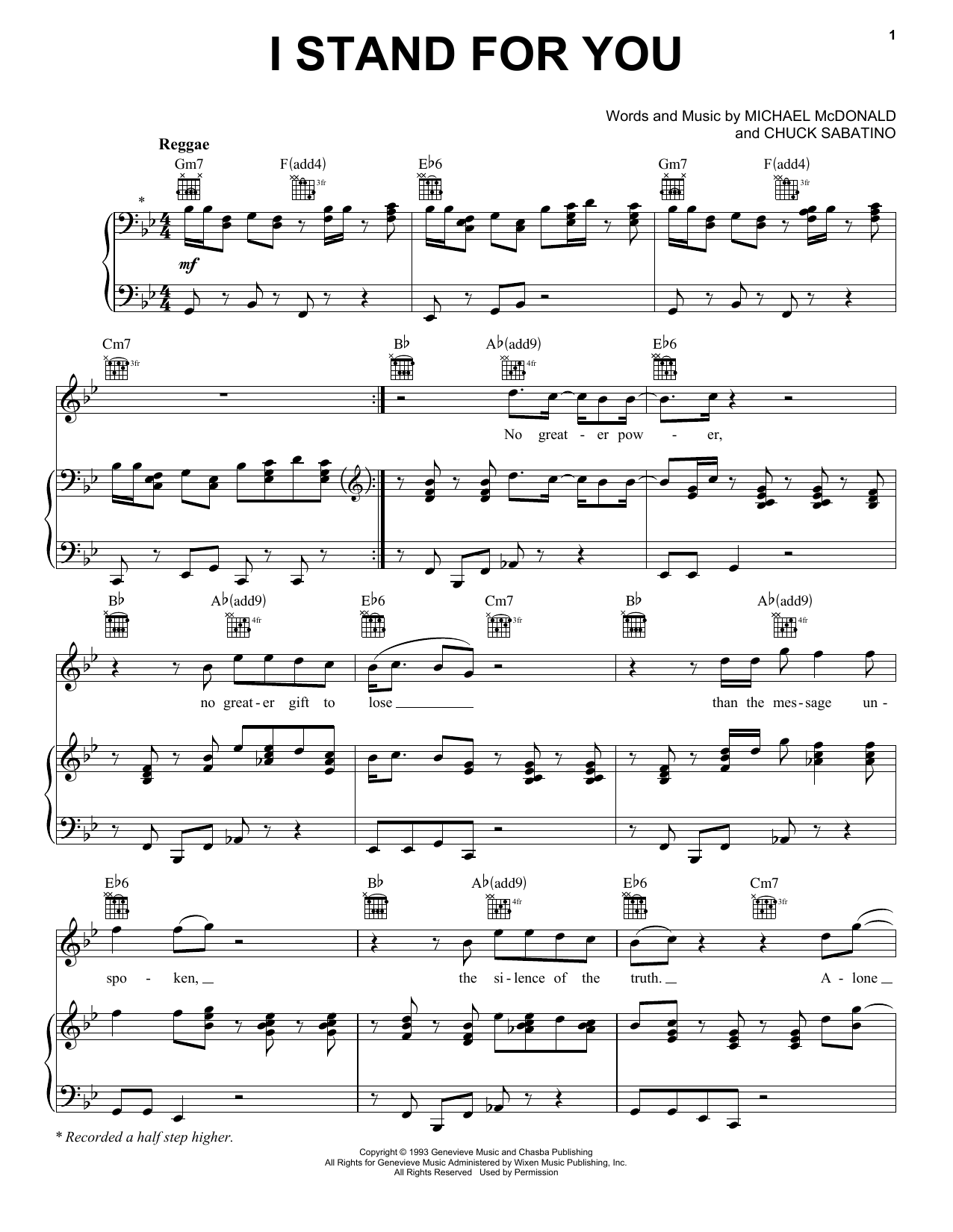 Michael McDonald I Stand For You Sheet Music Notes & Chords for Piano, Vocal & Guitar (Right-Hand Melody) - Download or Print PDF