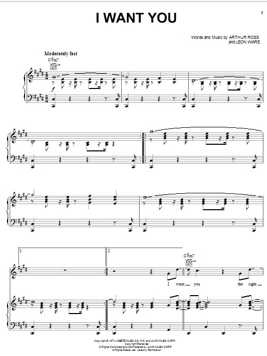 Michael McDonald I Want You Sheet Music Notes & Chords for Piano, Vocal & Guitar (Right-Hand Melody) - Download or Print PDF