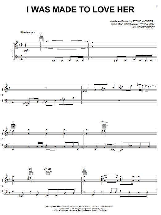 Michael McDonald I Was Made To Love Her Sheet Music Notes & Chords for Piano, Vocal & Guitar (Right-Hand Melody) - Download or Print PDF