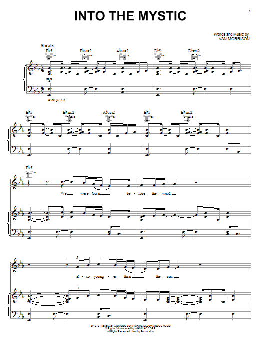 Michael McDonald Into The Mystic Sheet Music Notes & Chords for Piano, Vocal & Guitar (Right-Hand Melody) - Download or Print PDF