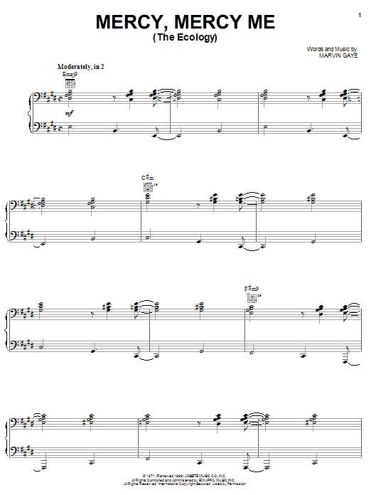 Michael McDonald Mercy, Mercy Me (The Ecology) Sheet Music Notes & Chords for Piano, Vocal & Guitar (Right-Hand Melody) - Download or Print PDF