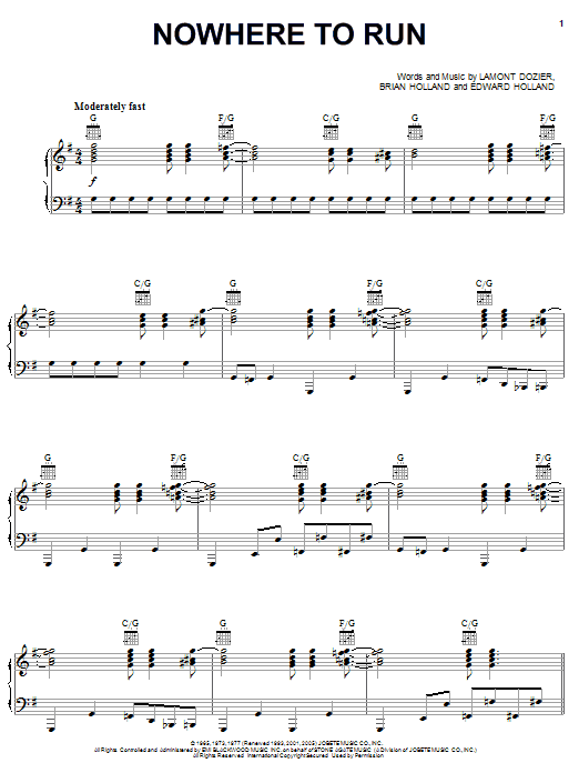 Michael McDonald Nowhere To Run Sheet Music Notes & Chords for Piano, Vocal & Guitar (Right-Hand Melody) - Download or Print PDF