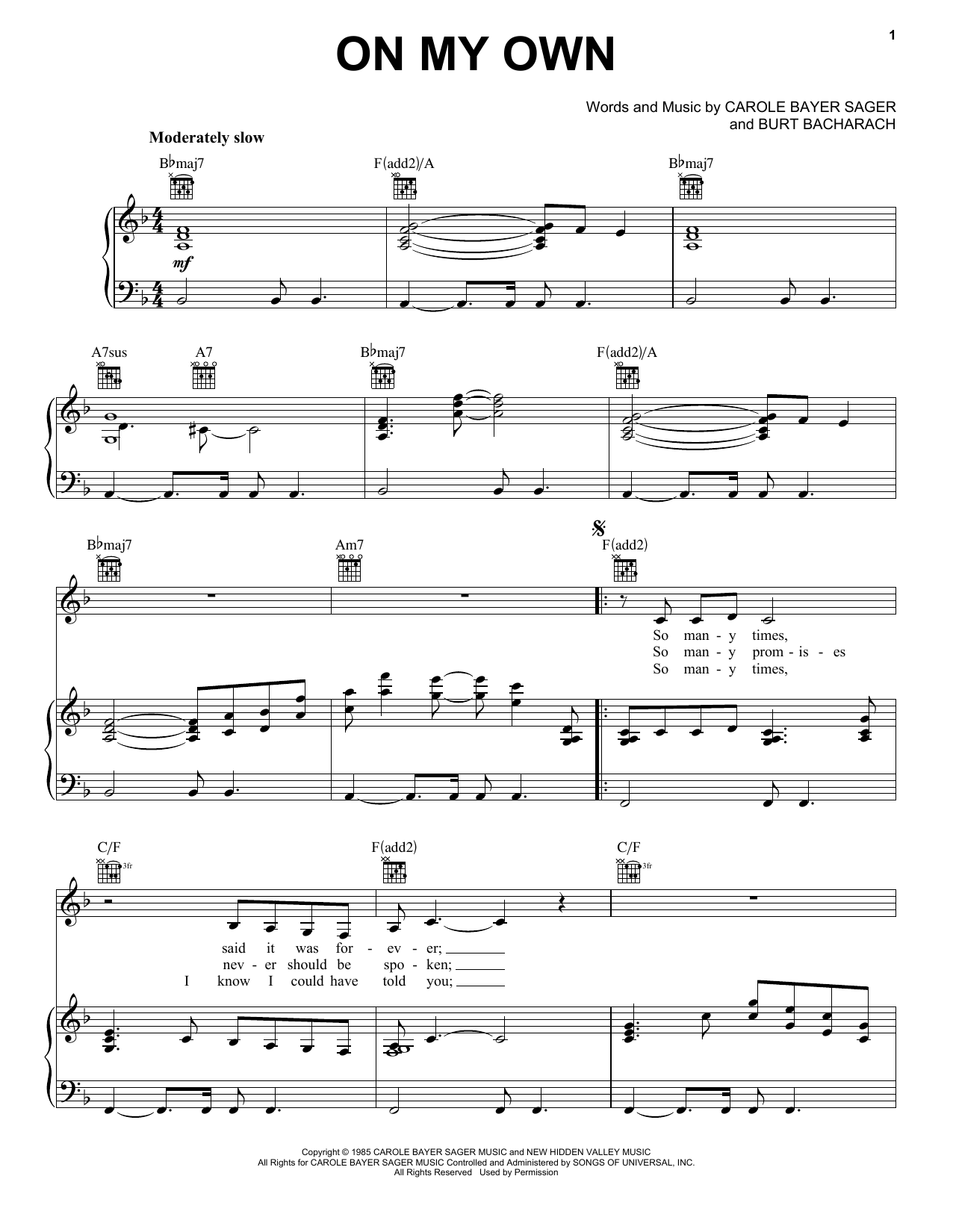 Michael McDonald On My Own Sheet Music Notes & Chords for Keyboard - Download or Print PDF