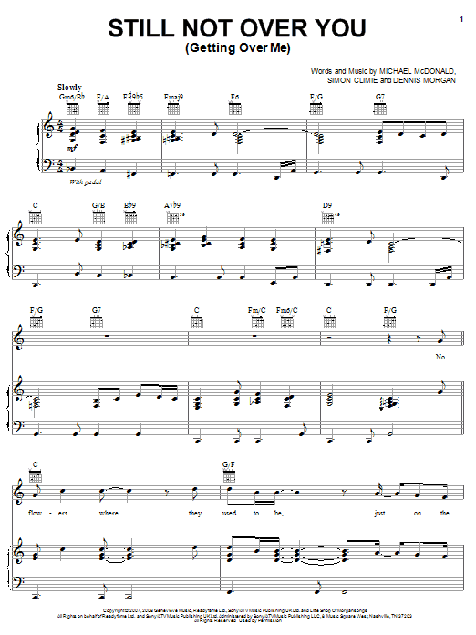 Michael McDonald Still Not Over You (Getting Over Me) Sheet Music Notes & Chords for Piano, Vocal & Guitar (Right-Hand Melody) - Download or Print PDF
