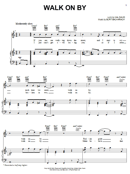 Michael McDonald Walk On By Sheet Music Notes & Chords for Piano, Vocal & Guitar (Right-Hand Melody) - Download or Print PDF