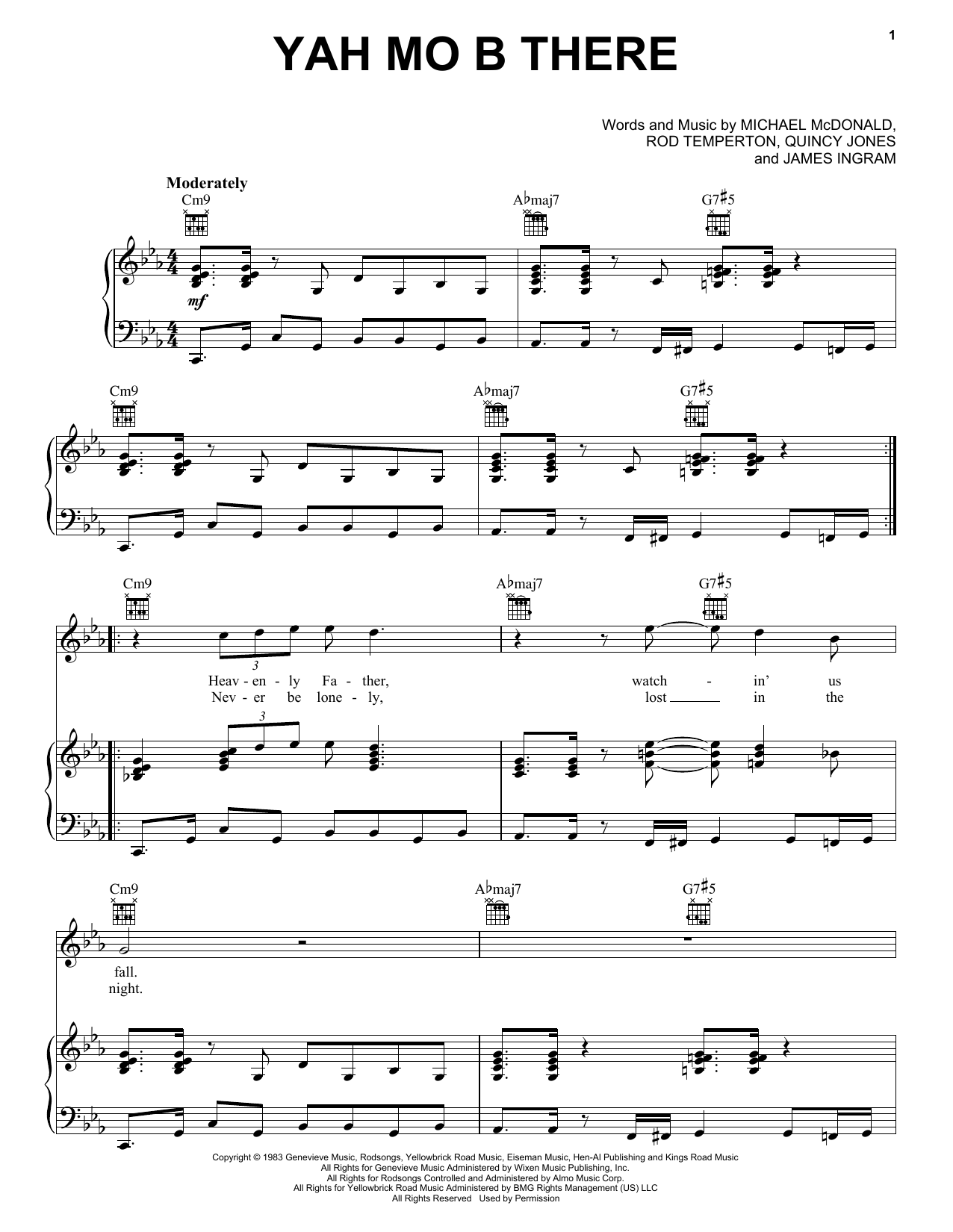 Michael McDonald Yah Mo B There Sheet Music Notes & Chords for Piano, Vocal & Guitar (Right-Hand Melody) - Download or Print PDF