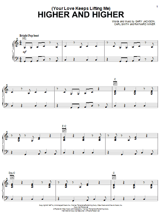 Michael McDonald (Your Love Keeps Lifting Me) Higher And Higher Sheet Music Notes & Chords for Piano, Vocal & Guitar (Right-Hand Melody) - Download or Print PDF