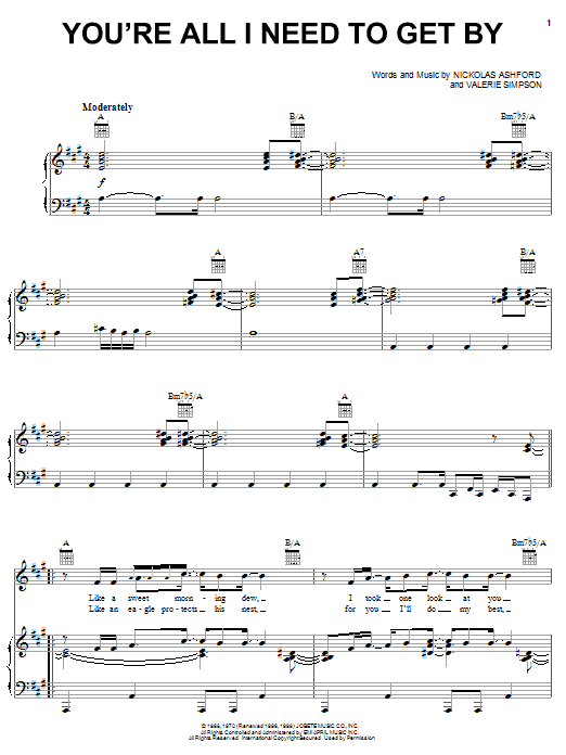 Michael McDonald You're All I Need To Get By Sheet Music Notes & Chords for Piano, Vocal & Guitar (Right-Hand Melody) - Download or Print PDF