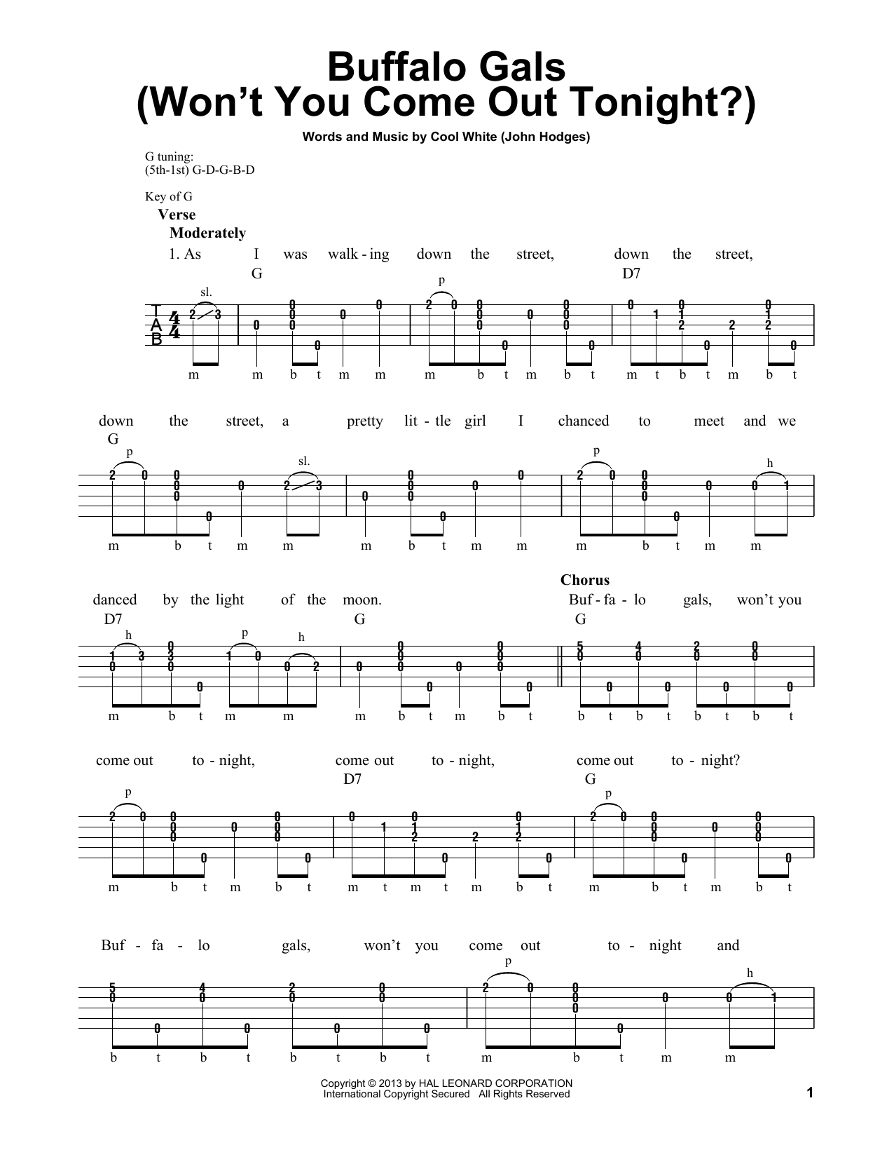Michael Miles Buffalo Gals (Won't You Come Out Tonight?) Sheet Music Notes & Chords for Banjo - Download or Print PDF