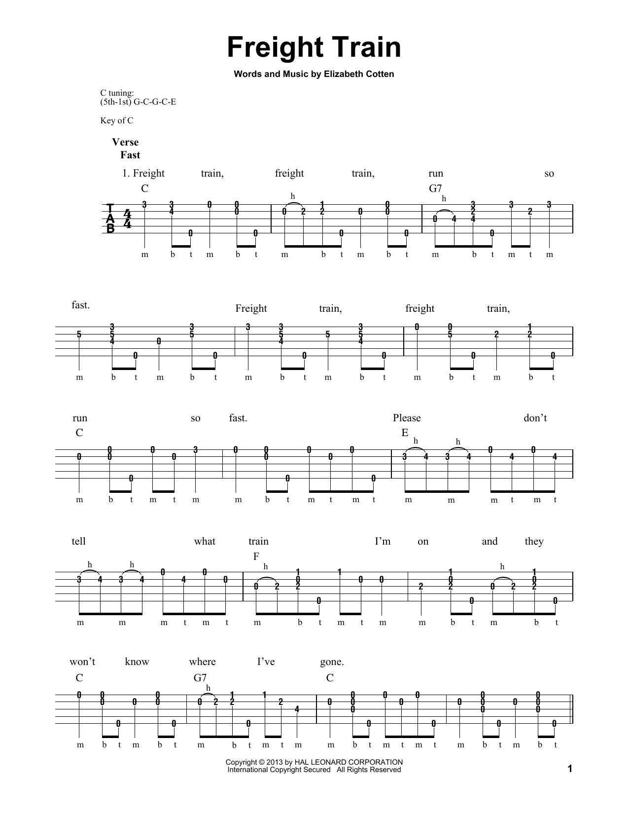 Michael Miles Freight Train Sheet Music Notes & Chords for Banjo - Download or Print PDF