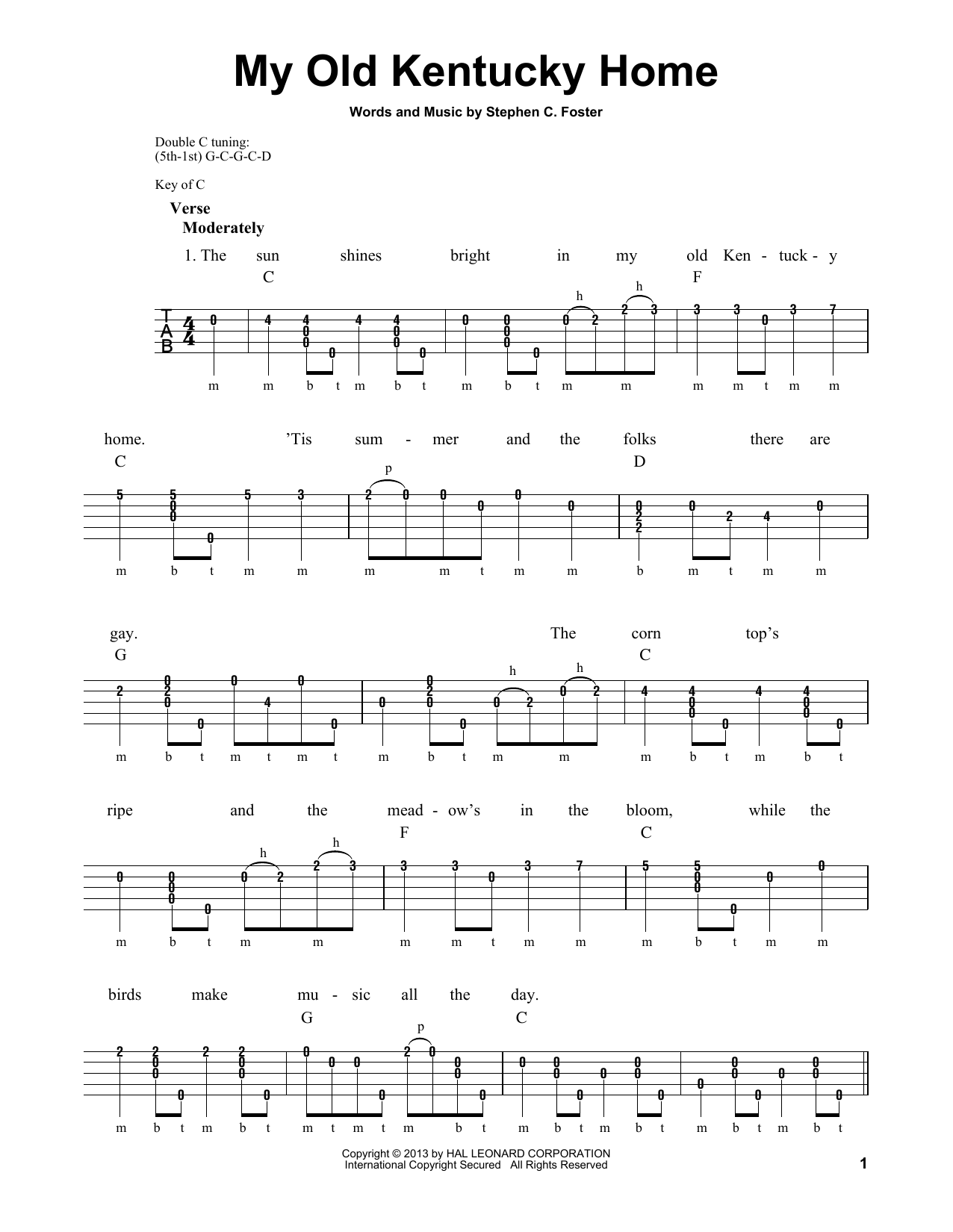 Michael Miles My Old Kentucky Home Sheet Music Notes & Chords for Banjo - Download or Print PDF
