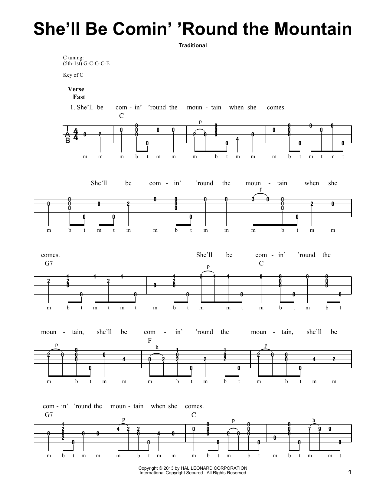 Michael Miles She'll Be Comin' 'Round The Mountain Sheet Music Notes & Chords for Banjo - Download or Print PDF