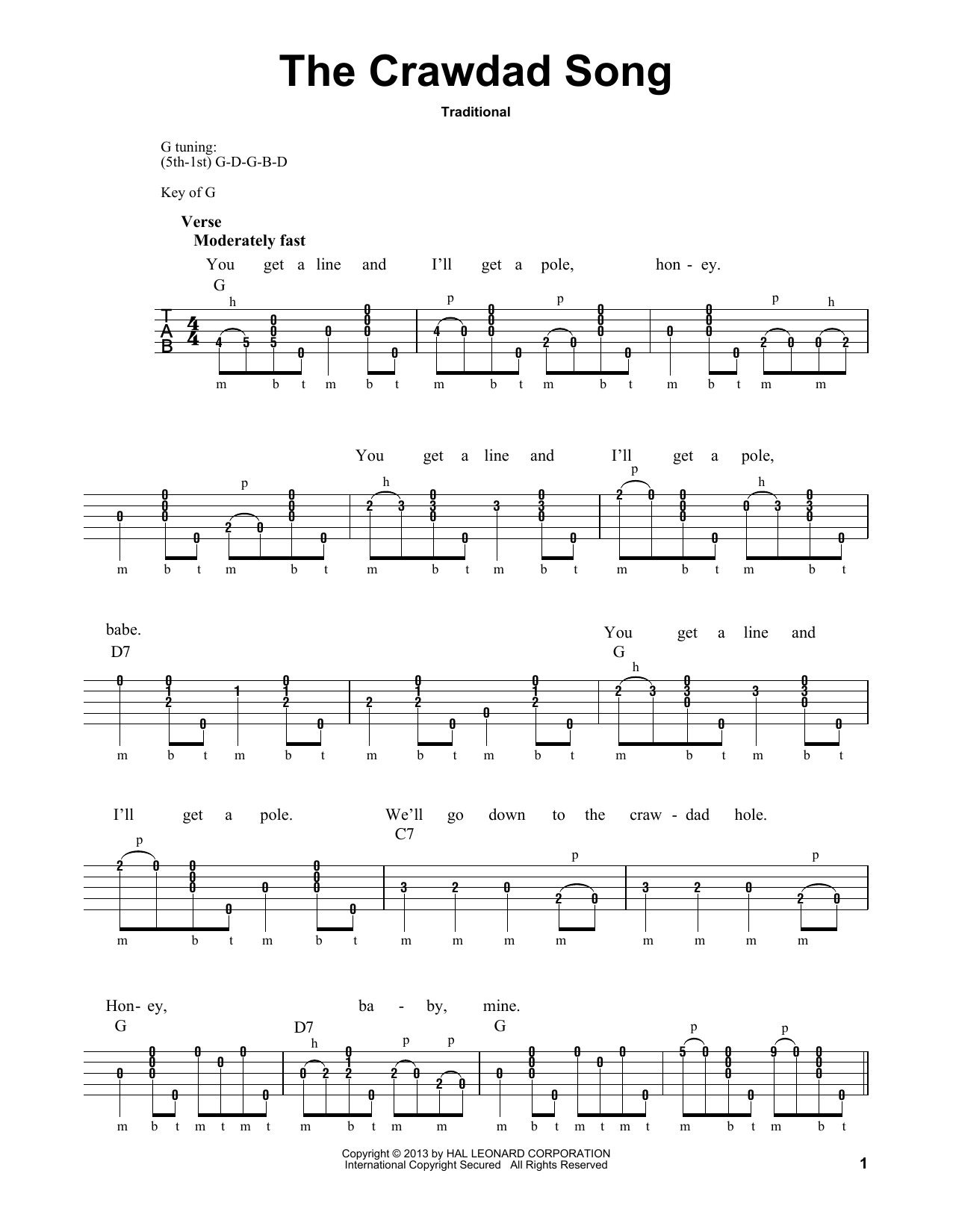 Michael Miles The Crawdad Song Sheet Music Notes & Chords for Banjo - Download or Print PDF