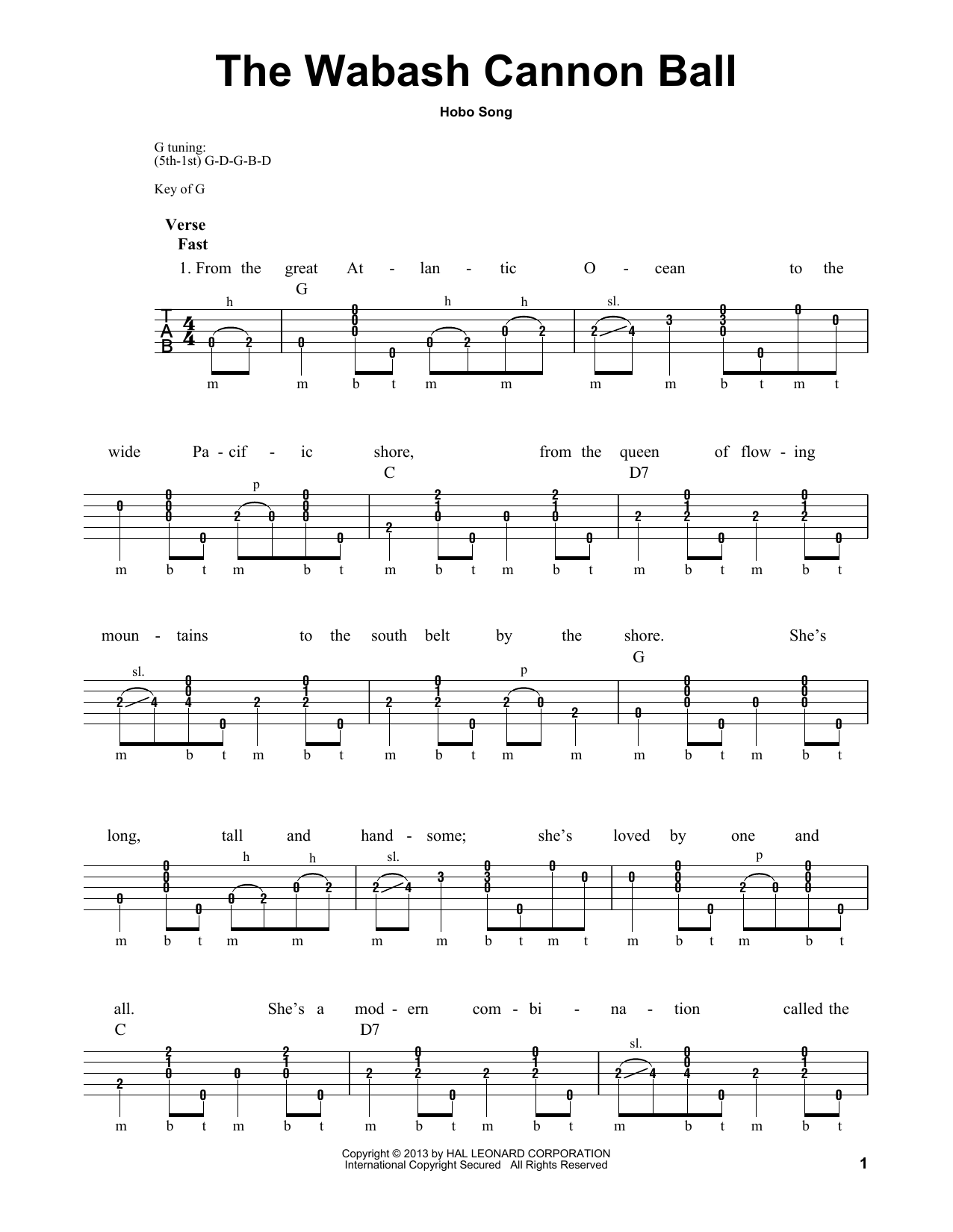 Michael Miles The Wabash Cannon Ball Sheet Music Notes & Chords for Banjo - Download or Print PDF