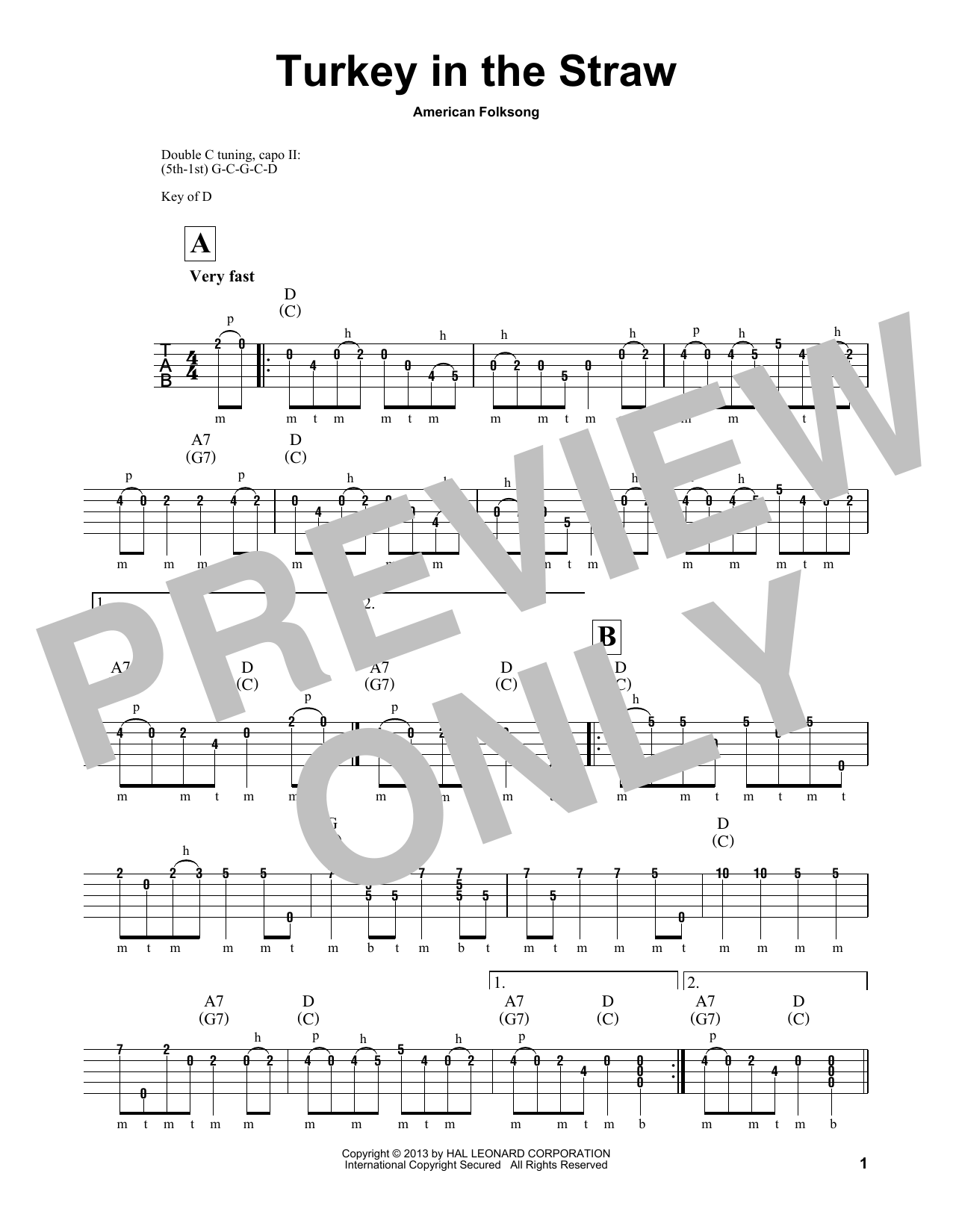Michael Miles Turkey In The Straw Sheet Music Notes & Chords for Banjo - Download or Print PDF