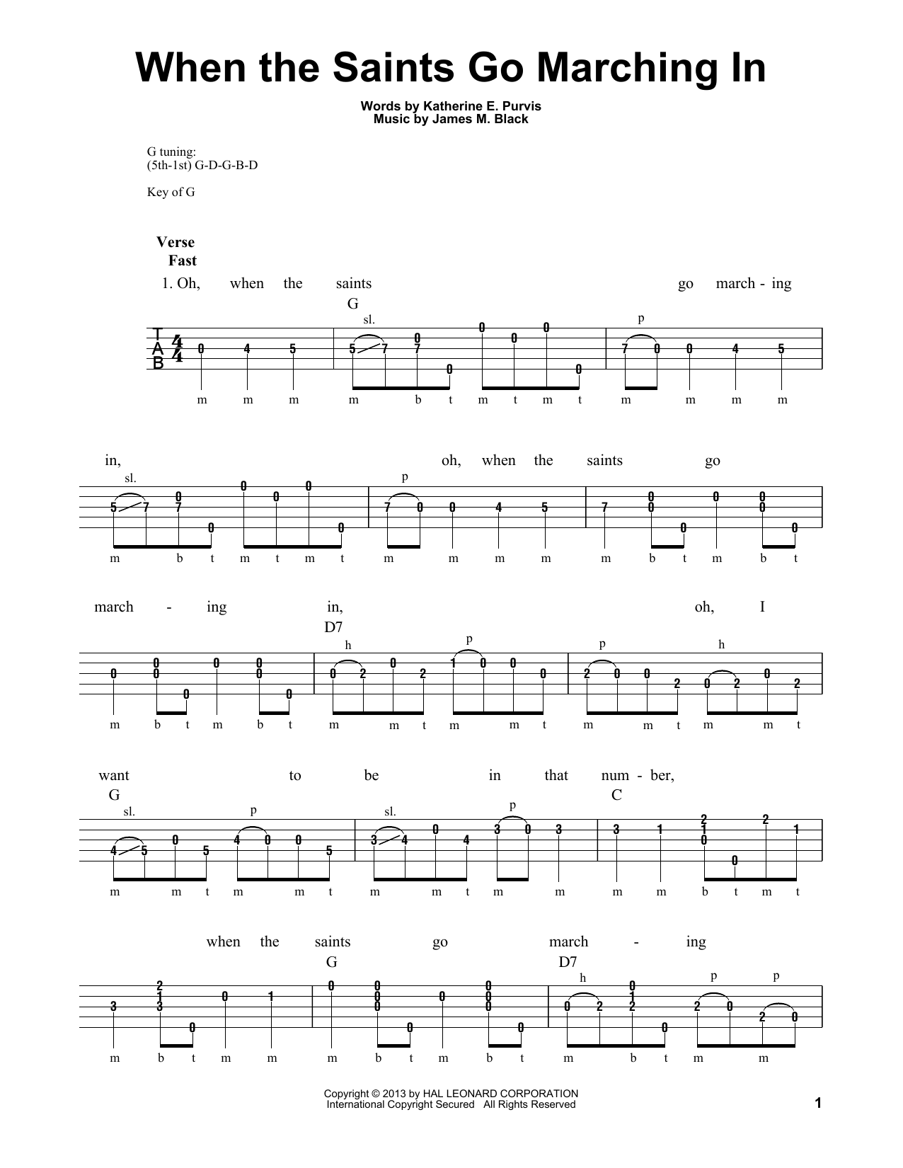 Michael Miles When The Saints Go Marching In Sheet Music Notes & Chords for Banjo - Download or Print PDF