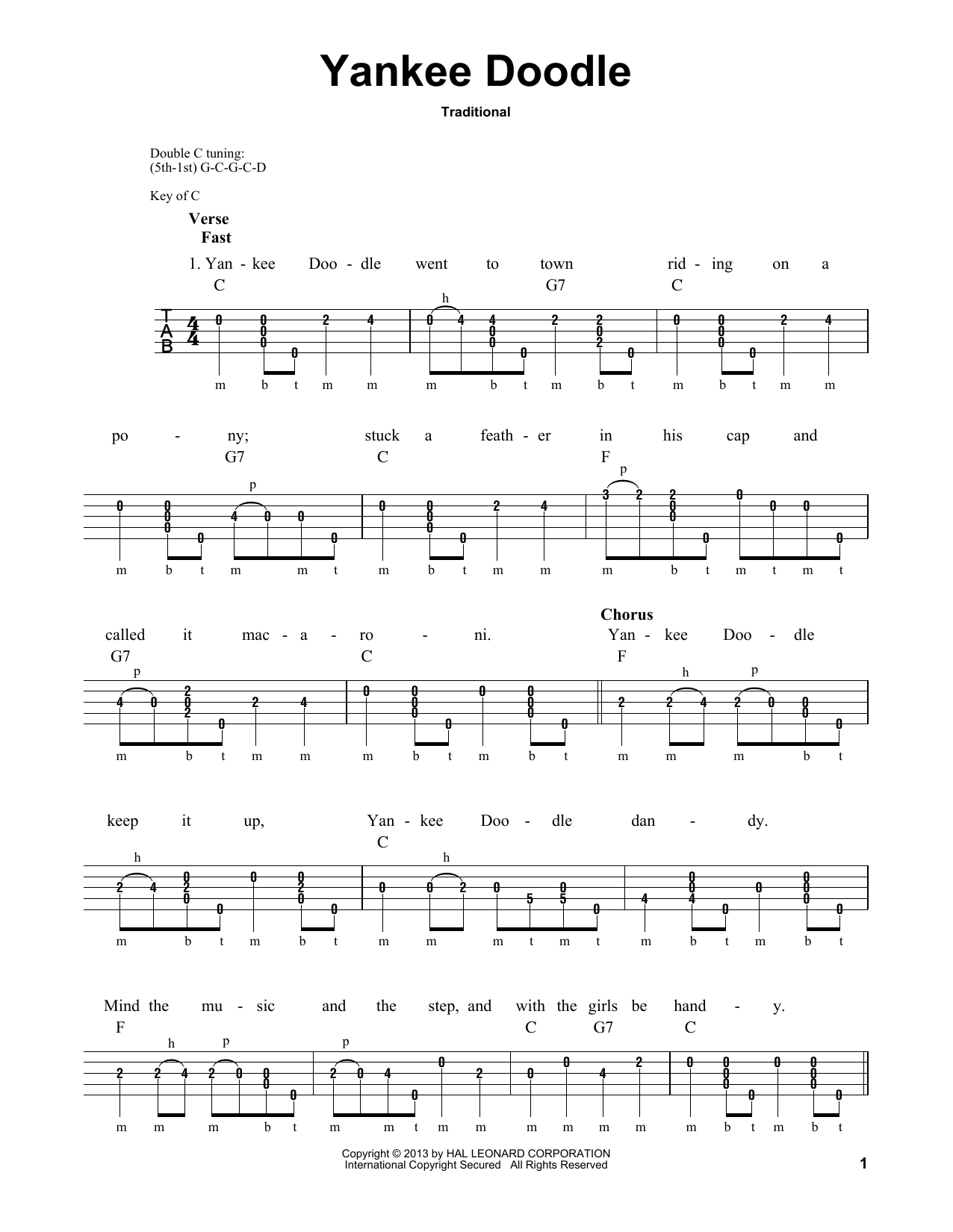 Michael Miles Yankee Doodle Sheet Music Notes & Chords for Banjo - Download or Print PDF