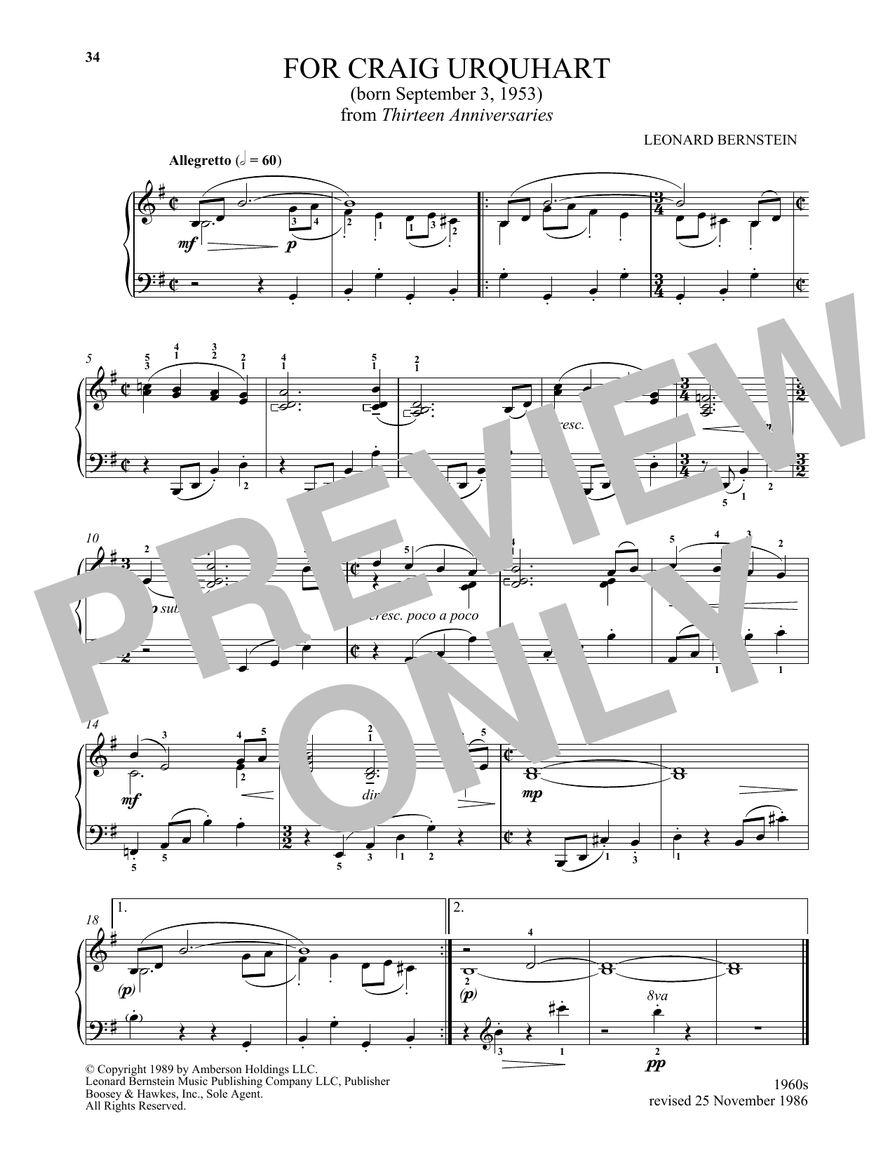 Michael Mizrahi For Craig Urquhart Sheet Music Notes & Chords for Piano Solo - Download or Print PDF