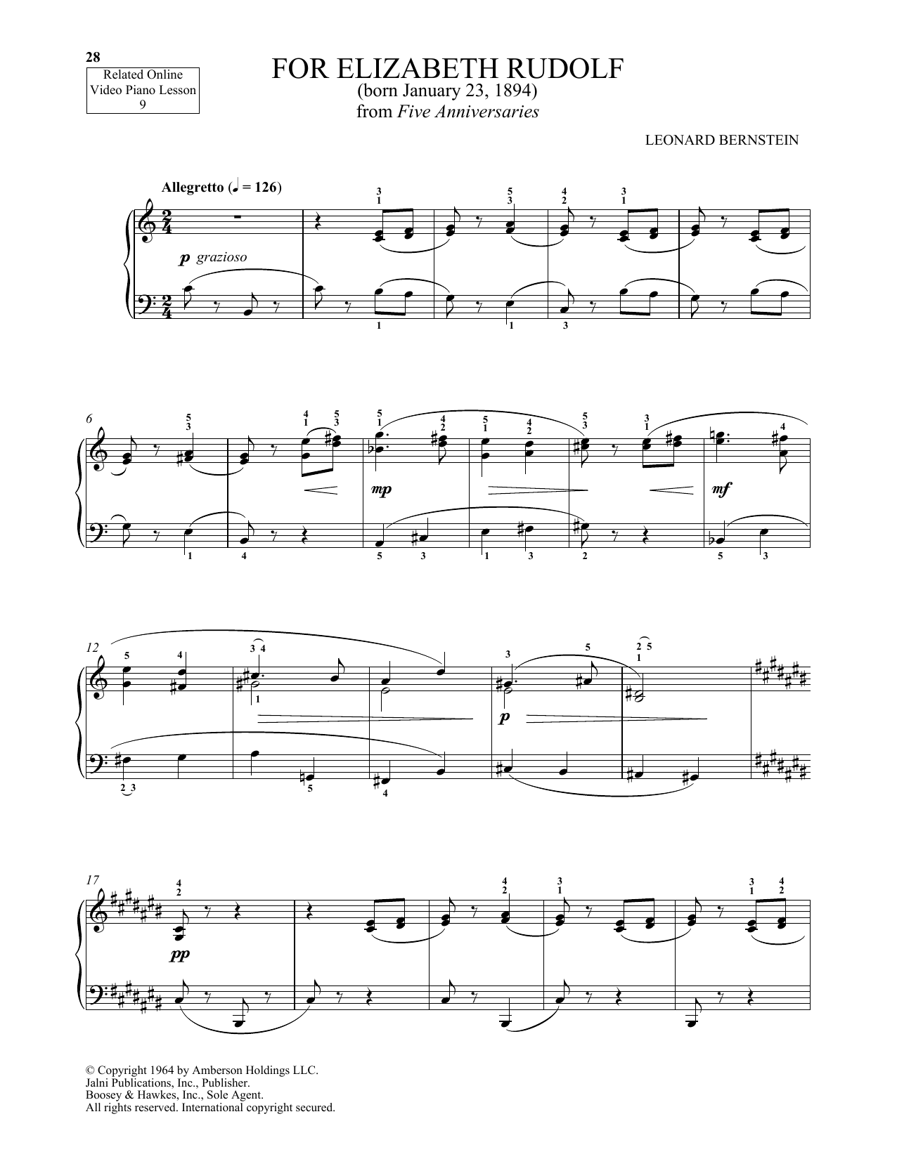 Michael Mizrahi For Elizabeth Rudolf Sheet Music Notes & Chords for Piano Solo - Download or Print PDF