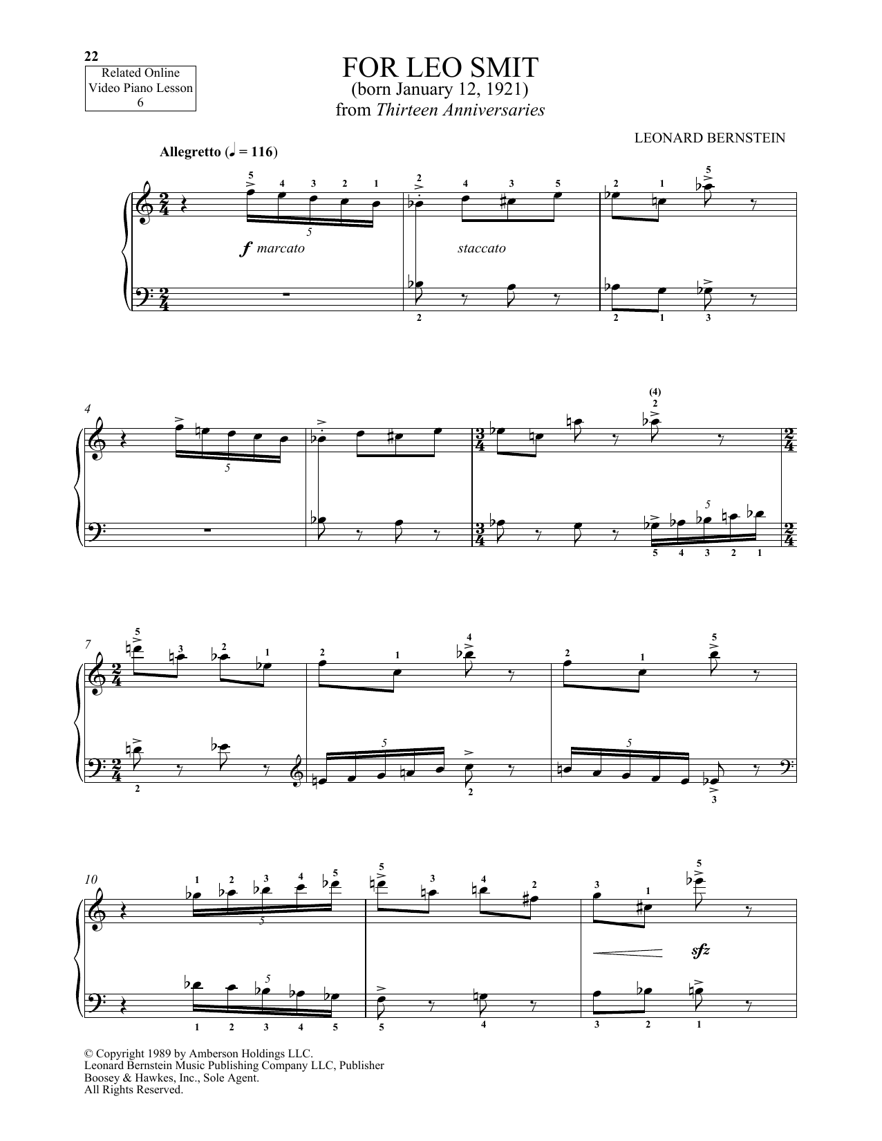 Michael Mizrahi For Leo Smit Sheet Music Notes & Chords for Piano Solo - Download or Print PDF