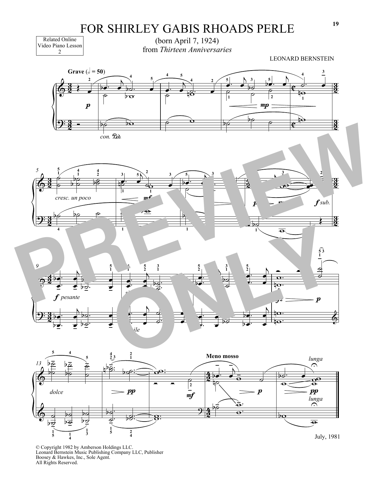 Michael Mizrahi For Shirley Gabis Rhoads Perle Sheet Music Notes & Chords for Piano Solo - Download or Print PDF Michael Mizrahi For Shirley Gabis Rhoads Perle Sheet Music Notes & Chords for Piano Solo - Download or Print PDF