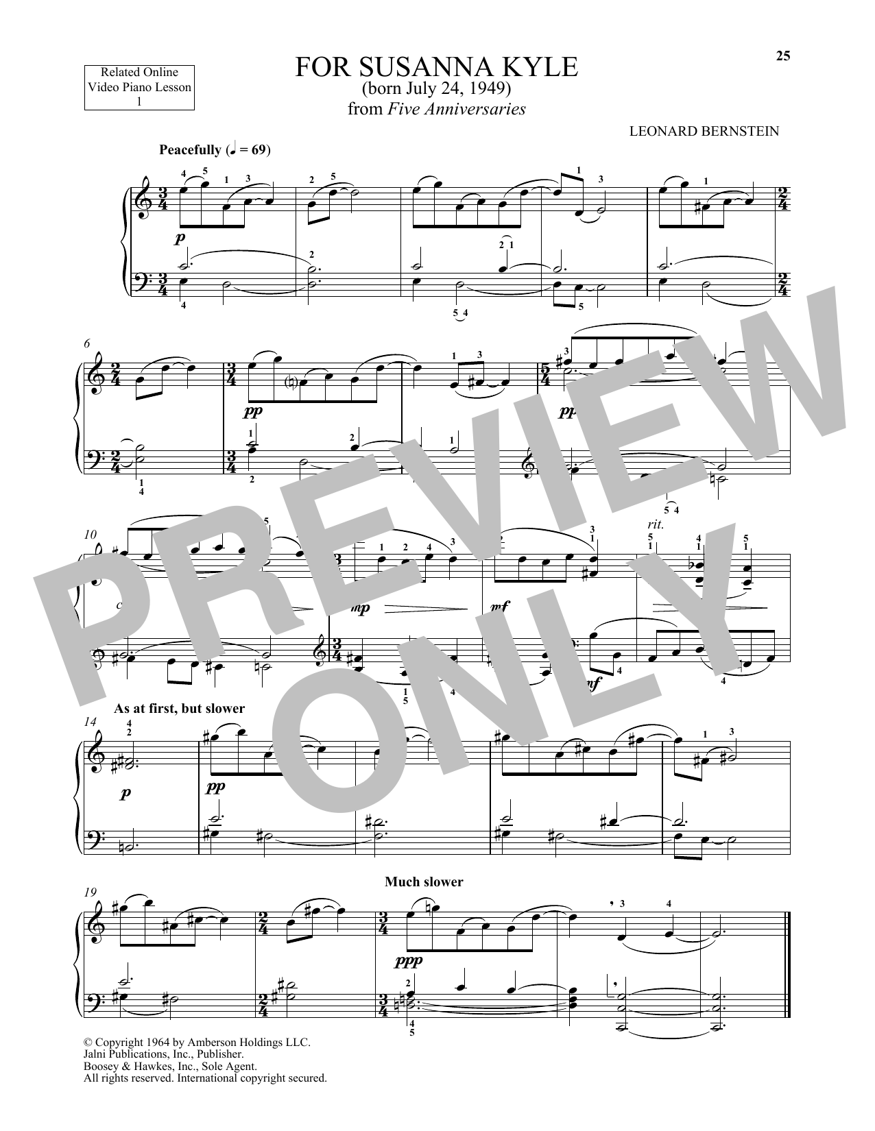 Michael Mizrahi For Susanna Kyle Sheet Music Notes & Chords for Piano Solo - Download or Print PDF